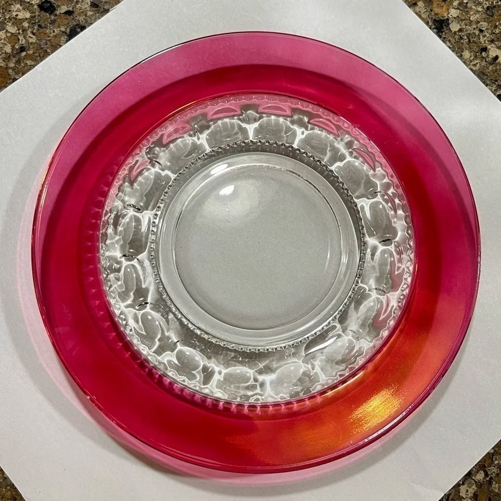 VINTAGE, KINGS CROWN, 8 1/4” SALAD PLATE. THUMBPRINT PATTERN.